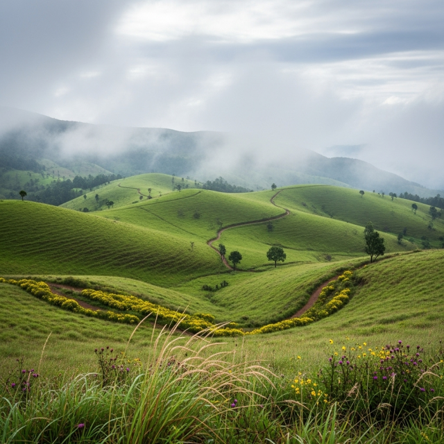 vagamon meadows and misty atmosphere