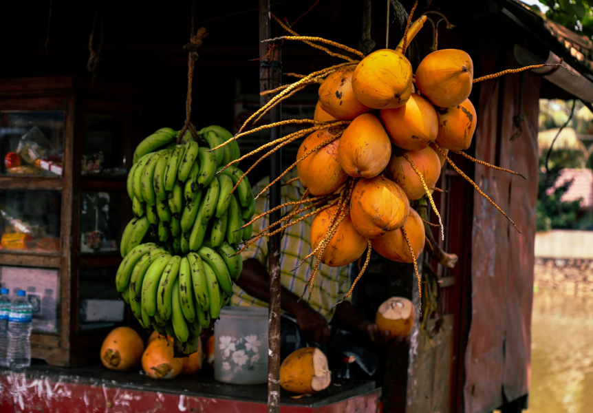 kerala shoping image shows coconut and banana